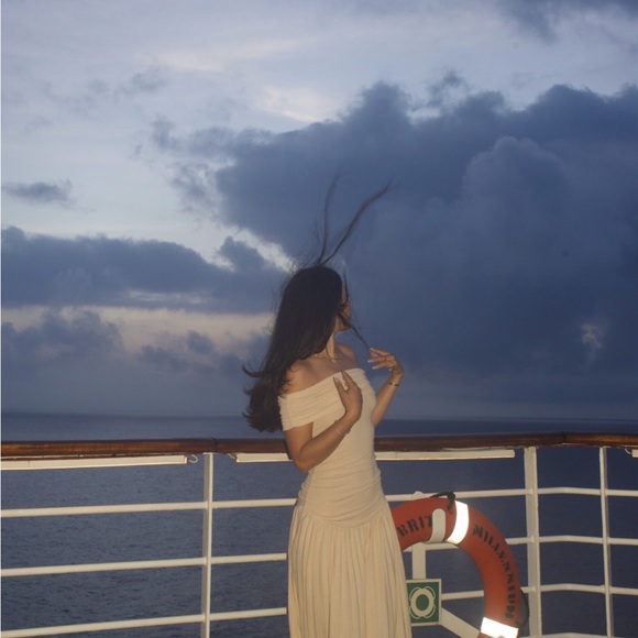 LIONESS Off-Shoulder Cream Dress - Picture 4 of 4